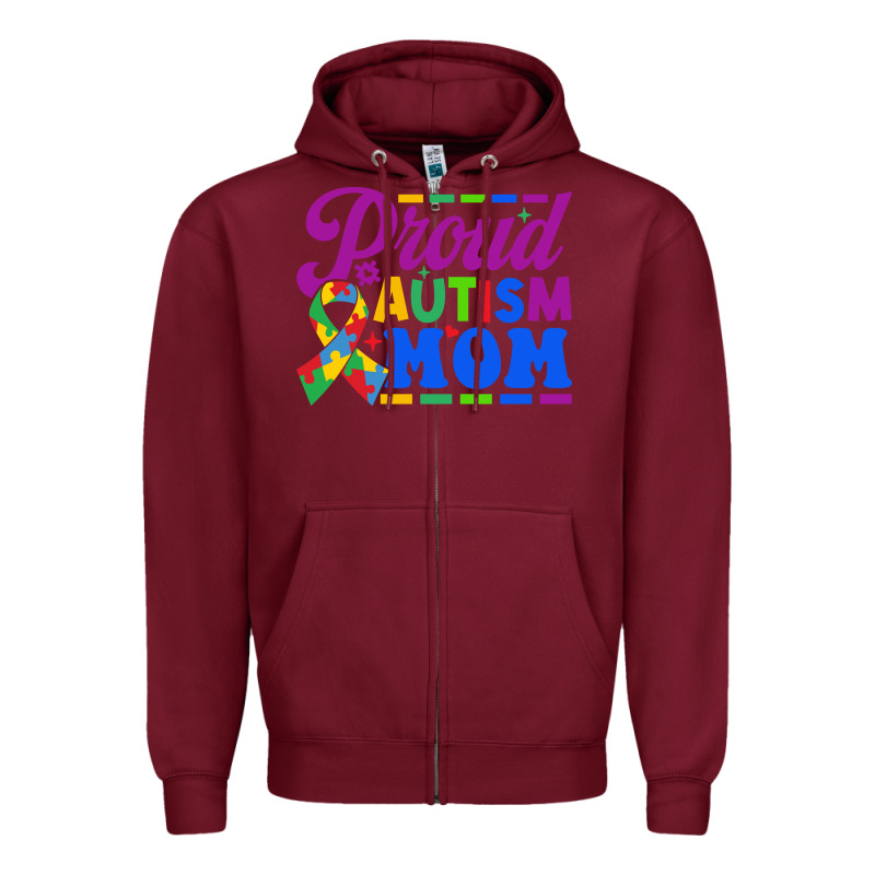 Proud Autism Mom Zipper Hoodie by CowhideDigitalArt | Teevron