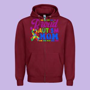 Proud Autism Mom Zipper Hoodie Designed By Cowhidedigitalart