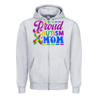 Heather Grey Proud Autism Mom Zipper Hoodie - CowhideDigitalArt