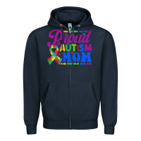 Navy Proud Autism Mom Zipper Hoodie - CowhideDigitalArt