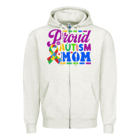 Oatmeal Heather Proud Autism Mom Zipper Hoodie - CowhideDigitalArt