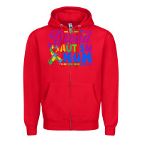 Red Proud Autism Mom Zipper Hoodie - CowhideDigitalArt