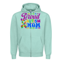 Seafoam Proud Autism Mom Zipper Hoodie - CowhideDigitalArt