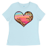 Baby Blue valentine s day colorful heart Ladies Tee - LillyAllenDesigns