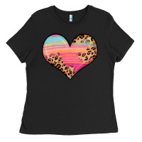 Black valentine s day colorful heart Ladies Tee - LillyAllenDesigns