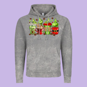 Grinch Coffee Cups Vintage Hoodie Designed By Texasbilliewilder