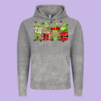 Grinch Coffee Cups Vintage Hoodie Designed By Texasbilliewilder