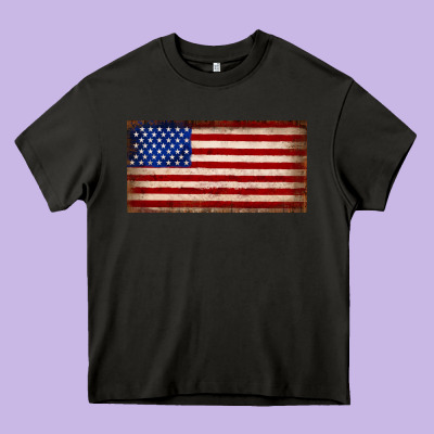 American Flag Heavy Core Tee Designed By Jahusdesignshop