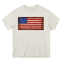 Cream American flag Heavy Core Tee - JahusDesignShop
