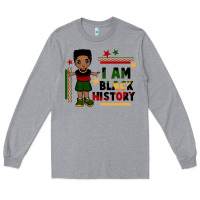 Heather Grey i am black history black boy  juneteenth Long Sleeve Tee - CowGirlArtShop