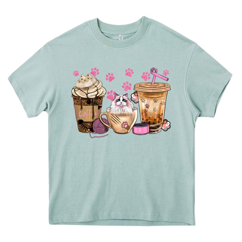 Cat Coffee Cups With Paw Bbs Heavy Core Tee by BundleAndBundleShop | Teevron