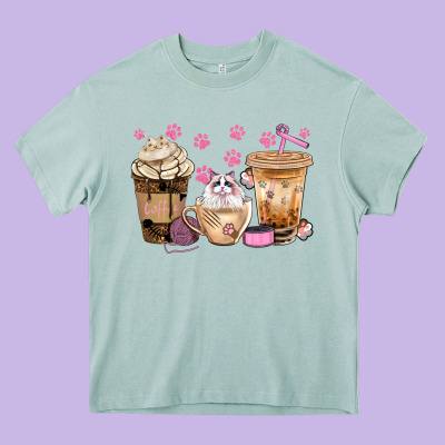 Cat Coffee Cups With Paw Bbs Heavy Core Tee Designed By Bundleandbundleshop