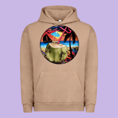 Coconut Drink Colorful Leopard Urban Hoodie Designed By Barkaloodesign