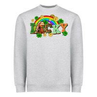 Heather Grey lucky gnome St. Patricks Day Heavyweight Sweatshirt - FaDigitalArtStudio