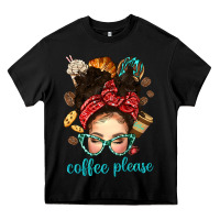 Black coffee please messy bun with coffee bean bbs Heavy Core Tee - BundleAndBundleShop