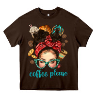 Chocolate Brown coffee please messy bun with coffee bean bbs Heavy Core Tee - BundleAndBundleShop
