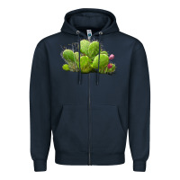 Navy Desert Prickly Pear Cactus Zipper Hoodie - LillyAllenDesigns