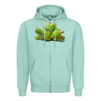 Seafoam Desert Prickly Pear Cactus Zipper Hoodie - LillyAllenDesigns