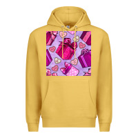 Antique Gold valentines day gift box and cookie seamless pattern Premium Hoodie - BundleAndBundleShop