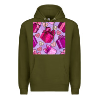 Army Green valentines day gift box and cookie seamless pattern Premium Hoodie - BundleAndBundleShop