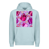 Blue Mist valentines day gift box and cookie seamless pattern Premium Hoodie - BundleAndBundleShop
