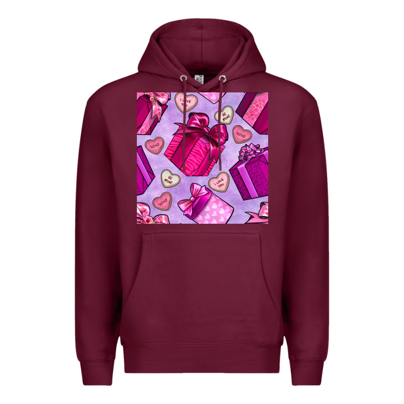Valentines Day Gift Box And Cookie Seamless Pattern Premium Hoodie by BundleAndBundleShop | Teevron