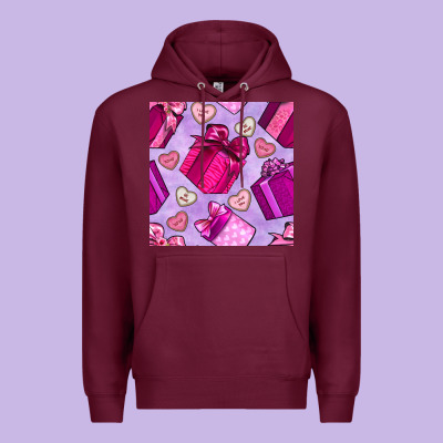 Valentines Day Gift Box And Cookie Seamless Pattern Premium Hoodie Designed By Bundleandbundleshop