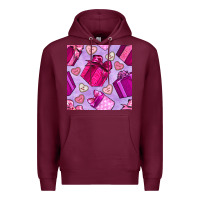 Burgundy valentines day gift box and cookie seamless pattern Premium Hoodie - BundleAndBundleShop