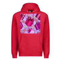 Cardinal valentines day gift box and cookie seamless pattern Premium Hoodie - BundleAndBundleShop
