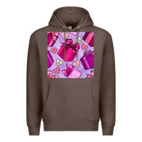 Coffee valentines day gift box and cookie seamless pattern Premium Hoodie - BundleAndBundleShop