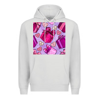Dove Grey valentines day gift box and cookie seamless pattern Premium Hoodie - BundleAndBundleShop