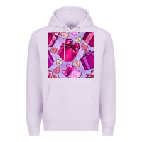 Lilac valentines day gift box and cookie seamless pattern Premium Hoodie - BundleAndBundleShop