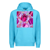 Ocean Blue valentines day gift box and cookie seamless pattern Premium Hoodie - BundleAndBundleShop