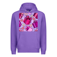 Purple valentines day gift box and cookie seamless pattern Premium Hoodie - BundleAndBundleShop