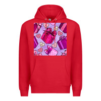 Red valentines day gift box and cookie seamless pattern Premium Hoodie - BundleAndBundleShop