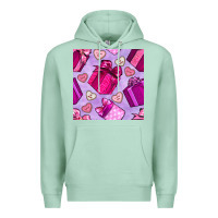 Seafoam valentines day gift box and cookie seamless pattern Premium Hoodie - BundleAndBundleShop
