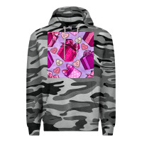 Slate Camo valentines day gift box and cookie seamless pattern Premium Hoodie - BundleAndBundleShop