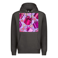 Smoke valentines day gift box and cookie seamless pattern Premium Hoodie - BundleAndBundleShop