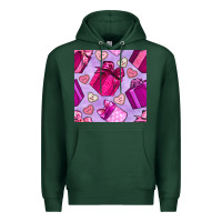 Sports Green valentines day gift box and cookie seamless pattern Premium Hoodie - BundleAndBundleShop