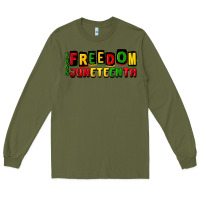 Army Green freedom juneteenth Long Sleeve Tee - CowGirlArtShop