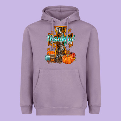 Thankful Cross Heavyweight Hoodie Designed By Racoondesign