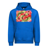 Cobalt watermelon strawberry kiwi background Urban Hoodie - BarkalooDesign