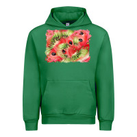 Emerald watermelon strawberry kiwi background Urban Hoodie - BarkalooDesign