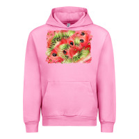 Fuchsia Pink watermelon strawberry kiwi background Urban Hoodie - BarkalooDesign