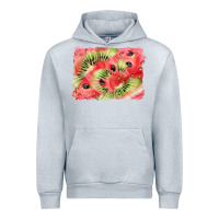 Heather Grey watermelon strawberry kiwi background Urban Hoodie - BarkalooDesign