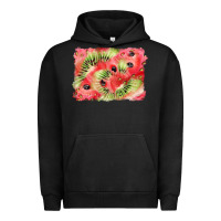 Pigment Black watermelon strawberry kiwi background Urban Hoodie - BarkalooDesign