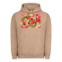 Pigment Burro watermelon strawberry kiwi background Urban Hoodie - BarkalooDesign