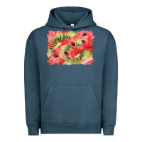 Pigment Midnight Navy watermelon strawberry kiwi background Urban Hoodie - BarkalooDesign