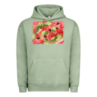 Pigment Oil Green watermelon strawberry kiwi background Urban Hoodie - BarkalooDesign