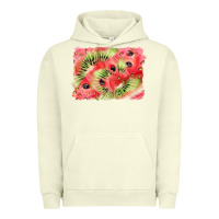 Pigment Pistachio watermelon strawberry kiwi background Urban Hoodie - BarkalooDesign